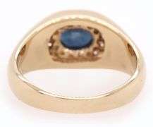 1.10ct Oval Sapphire and 0.30ctw Diamond Frame Bezel Set Ring in 14K