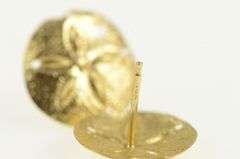 14K Yellow Gold High Relief Sand Dollar Sea Shell Stud Earrings