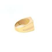 10K Yellow Gold Squared Black Onyx Diamond Retro Statement Ring