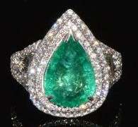 GIA Certified Emerald and Diamond Cocktail Ring in 18kt Solid White Gold