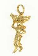 14K Yellow Gold Banana Bunch Carrying Lady Woman Vintage Charm/Pendant