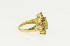 10K Yellow Gold Peridot Citrine Pink Topaz Tourmaline Cocktail Ring