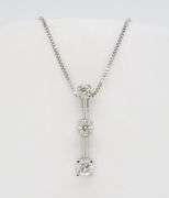Classic Three Stone Diamond Drop Pendant Necklace