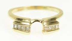 14K Yellow Gold 0.25 Ctw Princess Diamond Wedding Wrap Band Ring