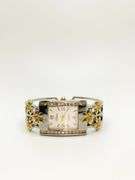 Beautiful Two-Tone Cuff Watch Bracelet with Gemstones