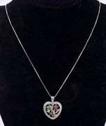 Vermeil Multi-Gem Heart Pendant Necklace In Sterling Silver