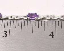 Purple Amethyst and Diamond Bracelet In Sterling Silver