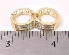 Delightful Heart And Diamond Hoop Earrings In 14K Yellow Gold