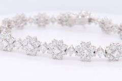 925 Sterling Silver Cubic Zirconia Flower Link Bracelet