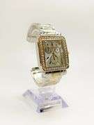 Fancy Square Face Geneva Cuff Watch with Gemstones!