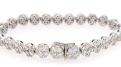 New 12.16ctw Diamond Cluster Tennis Bracelet in 14K