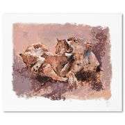 Lioness & Her Cubs by Mark King (1931-2014)