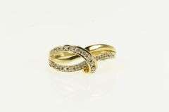 10K Yellow Gold Diamond Wavy Layered Look Statement Band Ring