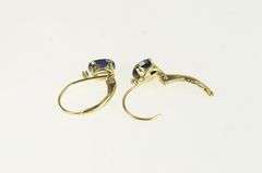 14K Yellow Gold Oval Natural Sapphire Diamond Lever Back Earrings