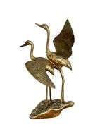 Vintage MCM Hollywood Regency Brass Cranes Sculpture 15 Inch