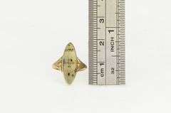 10K Yellow Gold Dendritic Agate Rigid Navette Vintage Ring