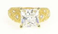 14K Yellow Gold Princess Milgrain Lattice Travel Engagement Ring