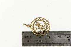 14K Yellow Gold Aquarius Vintage Classic Zodiac Sign Charm/Pendant