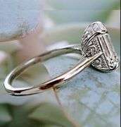 14 Kt White Gold Plate Emerald Cut 2.5 Ct VVs1 White Fire F-G Moissanite Ring
