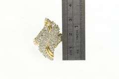 14K Yellow Gold 2.00 Ctw Diamond Wavy Cluster Freeform Ring