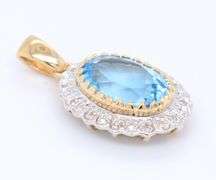 Blue Topaz and White Sapphire Pendant with Aquamarine and Sapphire Earrings