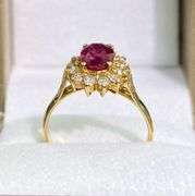 14KT SOLID YELLOW GOLD NATURAL RUBY & DIAMOND COCKTAIL RING
