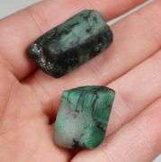 Natural 75ct raw Emerald in matrix pair