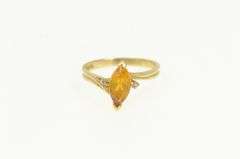 14K Yellow Gold Marquise Citrine Diamond Accent Bypass Ring