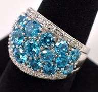 Blue And White CZ Ring In Sterling Silver
