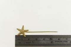 14K Yellow Gold 3D Sea Star Fish Ocean Motif Beach Stick Pin