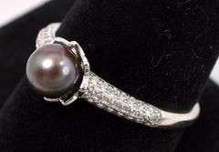 Pearl And CZ Ring In Sterling Silver