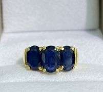 6.0 CARAT NATURAL BLUE SAPPHIRE COCKTAIL RING IN 14KT SOLID YELLOW GOLD