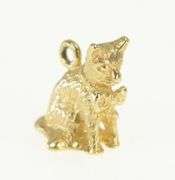 14K Yellow Gold 3D Cat Kitty Kitten Animal Pet Love Charm/Pendant