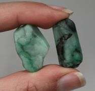 Gorgeous 68.3ct raw Emerald in matrix pair