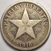 1916 Rare Cuban Silver Star Peso