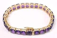 Admirable Purple Amethyst Gem Tennis Bracelet In 14K Yellow Gold
