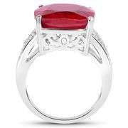 Impressive Rhodium Plated 14 Ct Natural Ruby Ring