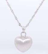 Charming White Gold Puffed Heart Pendant on Rope Chain