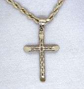 14K YELLWO GOLD FILIGREE CROSS PENDANT NECKLACE