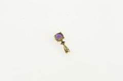 10K Yellow Gold Round Amethyst Diamond Accent Vintage Pendant