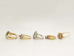 5 Beautiful 14k Solid Yellow and White Gold Rings