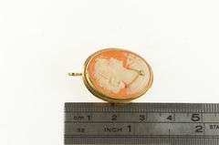 14K Yellow Gold Carved Shell Cameo Diamond Vintage Classic Pendant