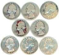 8 Different Silver Washington Quarters