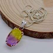 Brilliant 16 ct Lab Ametrine Silver Plated Pendant