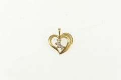 14K Yellow Gold Vintage Diamond Heart Valentine Love Charm/Pendant