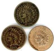 3 Different Types of Indian Head Cent: 1859, 1863, and 1875