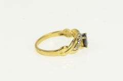 10K Yellow Gold Oval Sapphire Diamond Accent Statement Ring