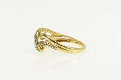 10K Yellow Gold Diamond Wavy Layered Look Statement Band Ring