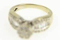 14K White Gold 1.00 Ctw Round Diamond Cluster Engagement Ring