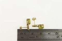10K Yellow Gold Oval Peridot Diamond Cluster Accent Stud Earrings